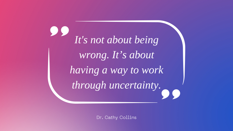 image of quote - It's not about being wrong. It’s about having a way to work through uncertainty.