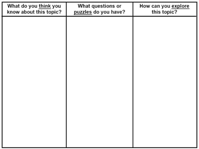 sample questions for think-puzzle-explore organizer