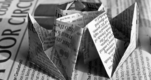 image of newsprint origami