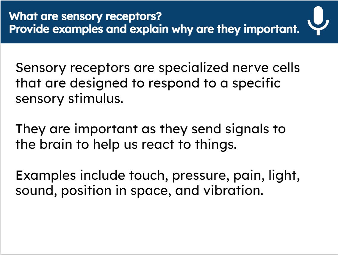 sample page from Sensory Receptor book